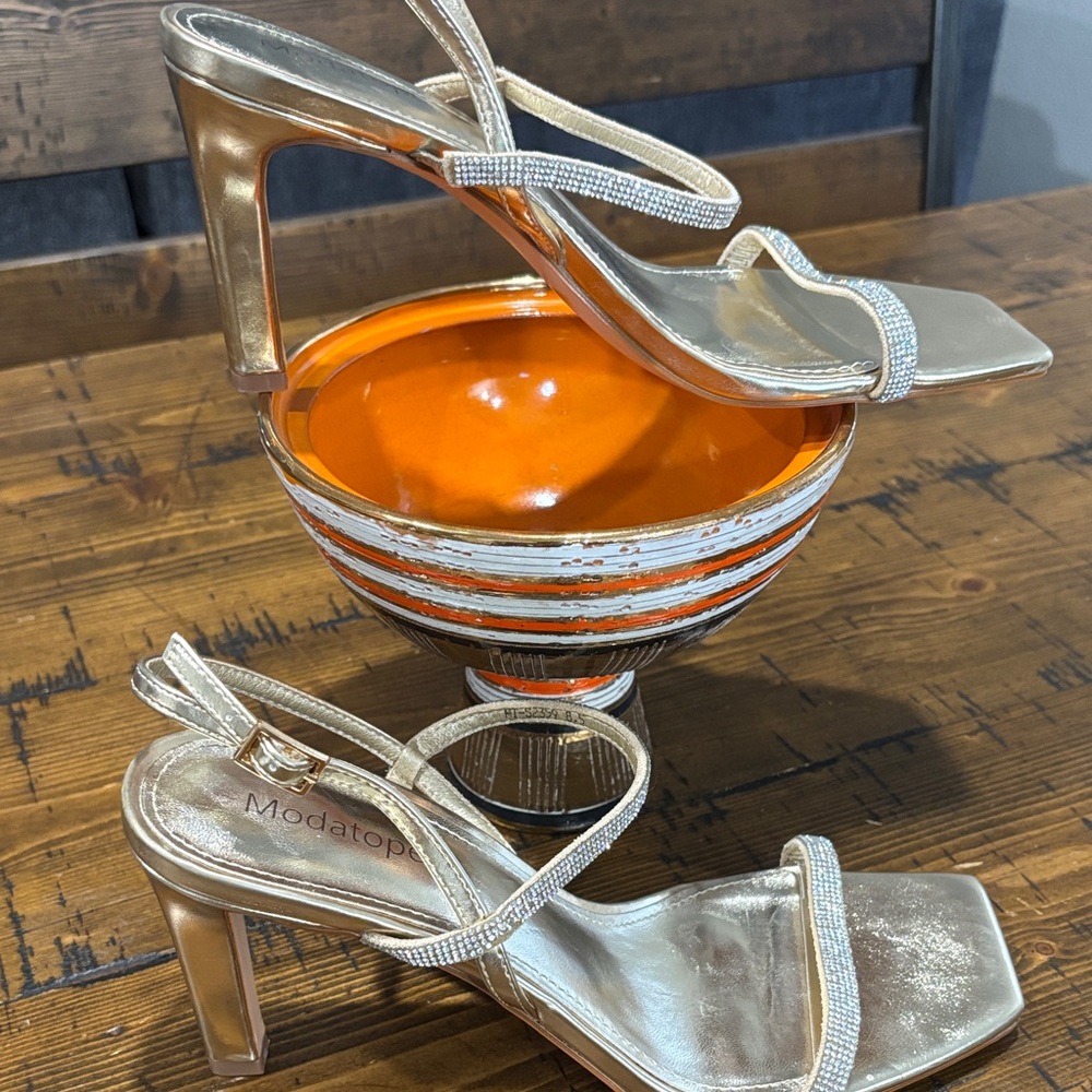 Gold Strappy Modatope Sandals - Picture 2 of 4